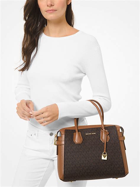 michael michael kors mercer gallery medium leather satchel|Michael Kors mercer belted satchel.